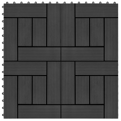 vidaXL Baldosas de porche de WPC 30x30 cm 2 m² negro 22 unidades