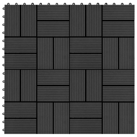 vidaXL Baldosas de porche de WPC 30x30 cm 2 m² negro 22 unidades