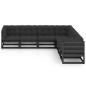 vidaXL Set de muebles de jardín 7 pzas con cojines madera pino negro vidaXL Set de muebles de jardín 7 pzas con cojines madera pino negro