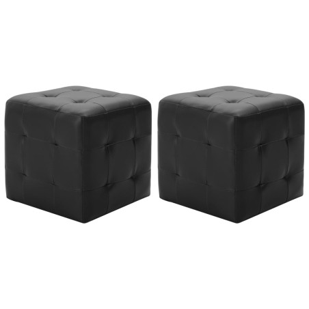 vidaXL Puf 2 unidades cuero sintético negro 30x30x30 cm
