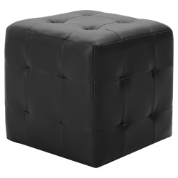 vidaXL Puf 2 unidades cuero sintético negro 30x30x30 cm
