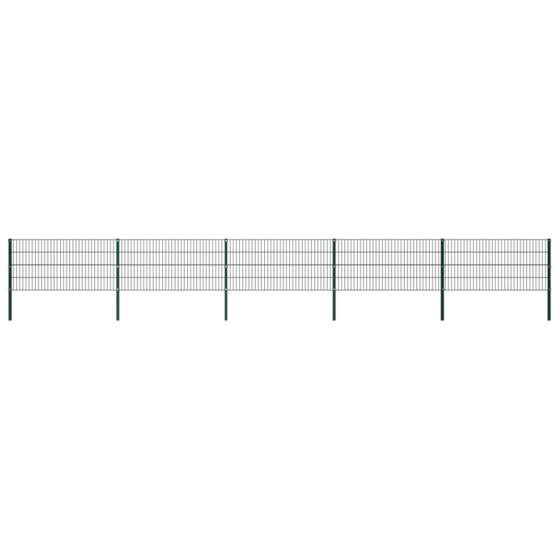 vidaXL Panel de valla con postes hierro verde 8,5x0,8 m vidaXL Panel de valla con postes hierro verde 8,5x0,8 m