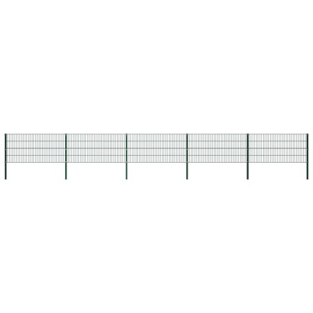 vidaXL Panel de valla con postes hierro verde 8,5x0,8 m