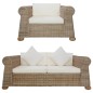 vidaXL Conjunto de sofás 2 piezas con cojines ratán natural vidaXL Conjunto de sofás 2 piezas con cojines ratán natural