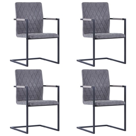 vidaXL Sillas voladizas de comedor 4 uds cuero sintético gris oscuro