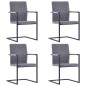vidaXL Sillas voladizas de comedor 4 uds cuero sintético gris oscuro vidaXL Sillas voladizas de comedor 4 uds cuero sintético gris oscuro
