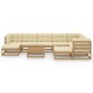vidaXL Set de muebles de jardín 10 pzs cojines madera pino marrón miel vidaXL Set de muebles de jardín 10 pzs cojines madera pino marrón miel