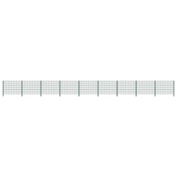 vidaXL Panel de valla con postes de hierro verde 15,3x1,2 m