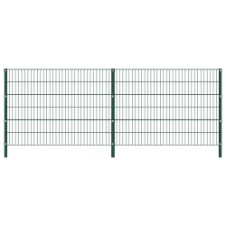 vidaXL Panel de valla con postes de hierro verde 3,4x1,2 m