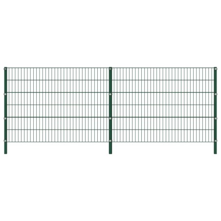 vidaXL Panel de valla con postes de hierro verde 3,4x1,2 m