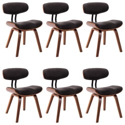 vidaXL Sillas de comedor 6 uds madera curvada gris y tela