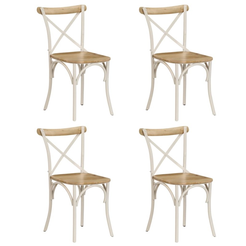 vidaXL Sillas con respaldo cruzado 4 uds madera maciza de mango blanco vidaXL Sillas con respaldo cruzado 4 uds madera maciza de mango blanco