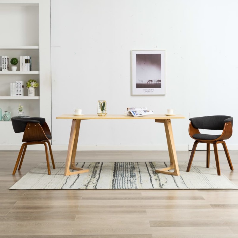 vidaXL Sillas de comedor 2 unidades madera curvada y tela gris vidaXL Sillas de comedor 2 unidades madera curvada y tela gris