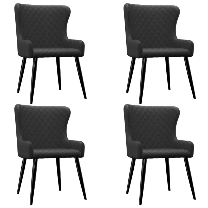 vidaXL Sillas de comedor 4 unidades tela negro vidaXL Sillas de comedor 4 unidades tela negro