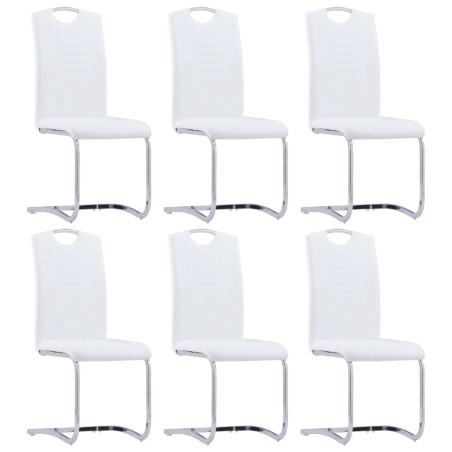 vidaXL Sillas voladizas de comedor 6 unidades cuero sintético blanco