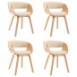 vidaXL Sillas de comedor 4 uds madera curvada y cuero sintético crema