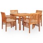 vidaXL Set comedor de jardín 5 pzas y cojines madera maciza de acacia vidaXL Set comedor de jardín 5 pzas y cojines madera maciza de acacia