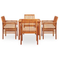 vidaXL Set comedor de jardín 5 pzas y cojines madera maciza de acacia