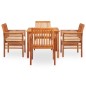 vidaXL Set comedor de jardín 5 pzas y cojines madera maciza de acacia vidaXL Set comedor de jardín 5 pzas y cojines madera maciza de acacia