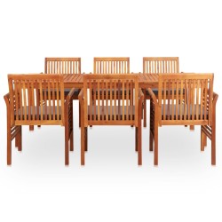 vidaXL Set comedor de jardín 7 pzas y cojines madera maciza de acacia