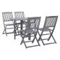 vidaXL Juego de comedor de jardín 5 pzas madera maciza de acacia gris