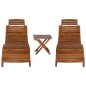 vidaXL Set de tumbonas con mesita 3 piezas madera maciza de acacia