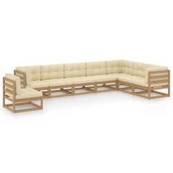vidaXL Set de muebles de jardín 8 pzs cojines madera pino marrón miel