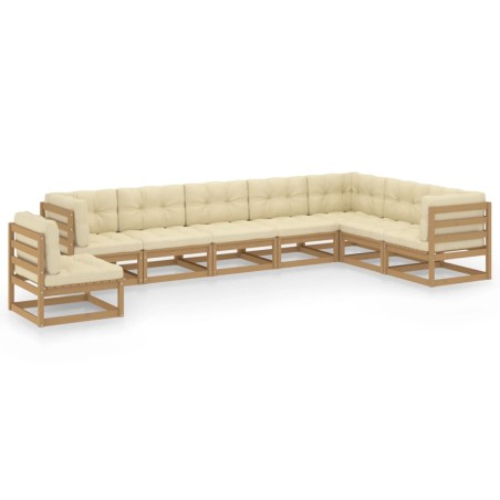 vidaXL Set de muebles de jardín 8 pzs cojines madera pino marrón miel