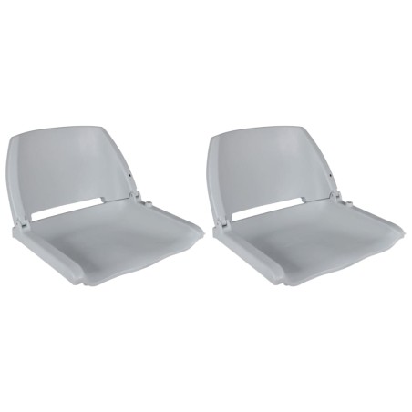 vidaXL Asiento barco respaldo plegable sin cojín 2uds gris 41x51x48 cm