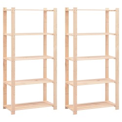 vidaXL Estantería 5 niveles 2 unidades madera pino maciza 250 kg 