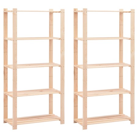 vidaXL Estantería 5 niveles 2 unidades madera pino maciza 250 kg 