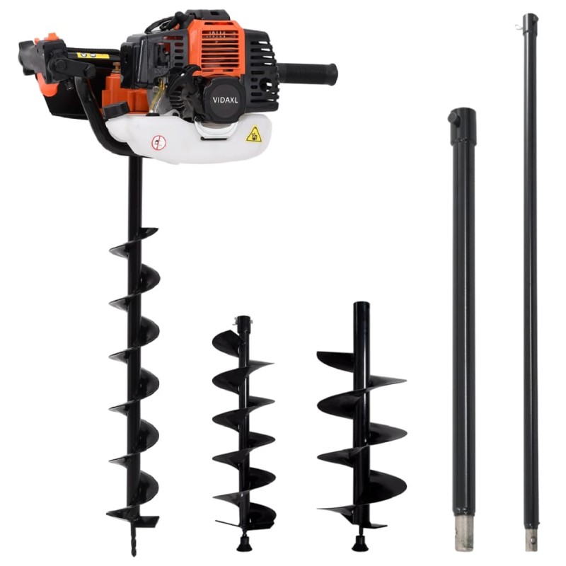 vidaXL Set de ahoyadora con barrena perforadora de suelo de acero vidaXL Set de ahoyadora con barrena perforadora de suelo de acero