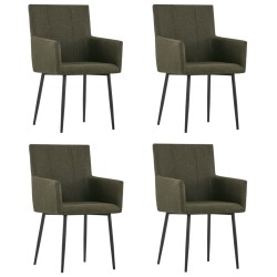 vidaXL Sillas de comedor con reposabrazos 4 unidades tela marrón  