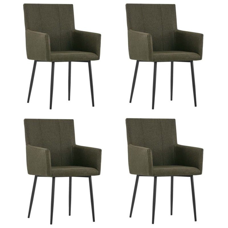 vidaXL Sillas de comedor con reposabrazos 4 unidades tela marrón vidaXL Sillas de comedor con reposabrazos 4 unidades tela marrón