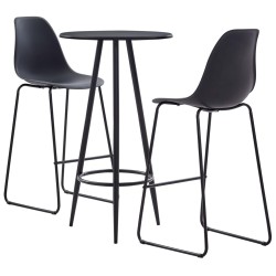 vidaXL Juego de mesa alta y taburetes 3 piezas plástico negro