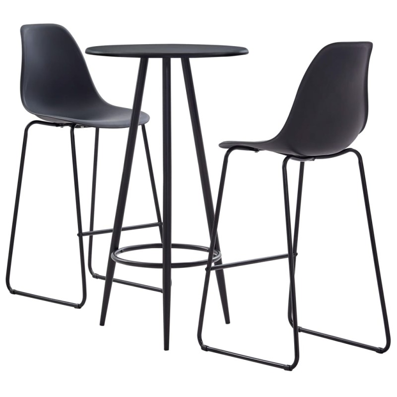 vidaXL Juego de mesa alta y taburetes 3 piezas plástico negro vidaXL Juego de mesa alta y taburetes 3 piezas plástico negro
