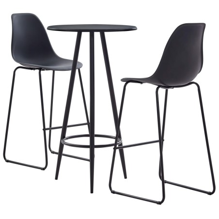 vidaXL Juego de mesa alta y taburetes 3 piezas plástico negro
