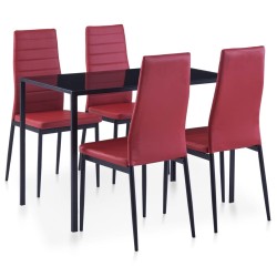 vidaXL Conjunto de mesa y sillas de comedor 5 piezas color vino tinto