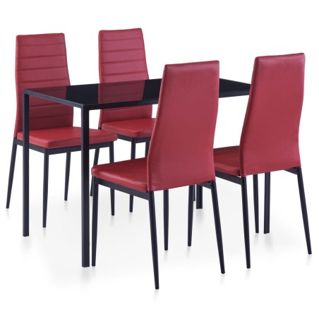 vidaXL Conjunto de mesa y sillas de comedor 5 piezas color vino tinto