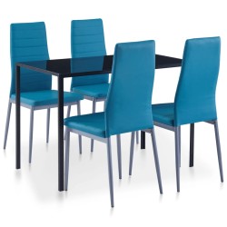 vidaXL Conjunto de mesa y sillas de comedor 5 piezas azul