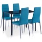 vidaXL Conjunto de mesa y sillas de comedor 5 piezas azul vidaXL Conjunto de mesa y sillas de comedor 5 piezas azul