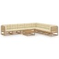 vidaXL Set de muebles de jardín 9 pzs cojines madera pino marrón miel vidaXL Set de muebles de jardín 9 pzs cojines madera pino marrón miel