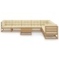 vidaXL Set de muebles de jardín 9 pzs cojines madera pino marrón miel vidaXL Set de muebles de jardín 9 pzs cojines madera pino marrón miel
