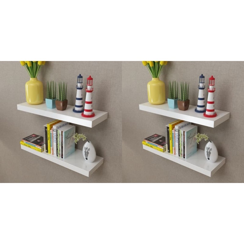 vidaXL Estantes de pared 4 unidades blanco 60 cm vidaXL Estantes de pared 4 unidades blanco 60 cm