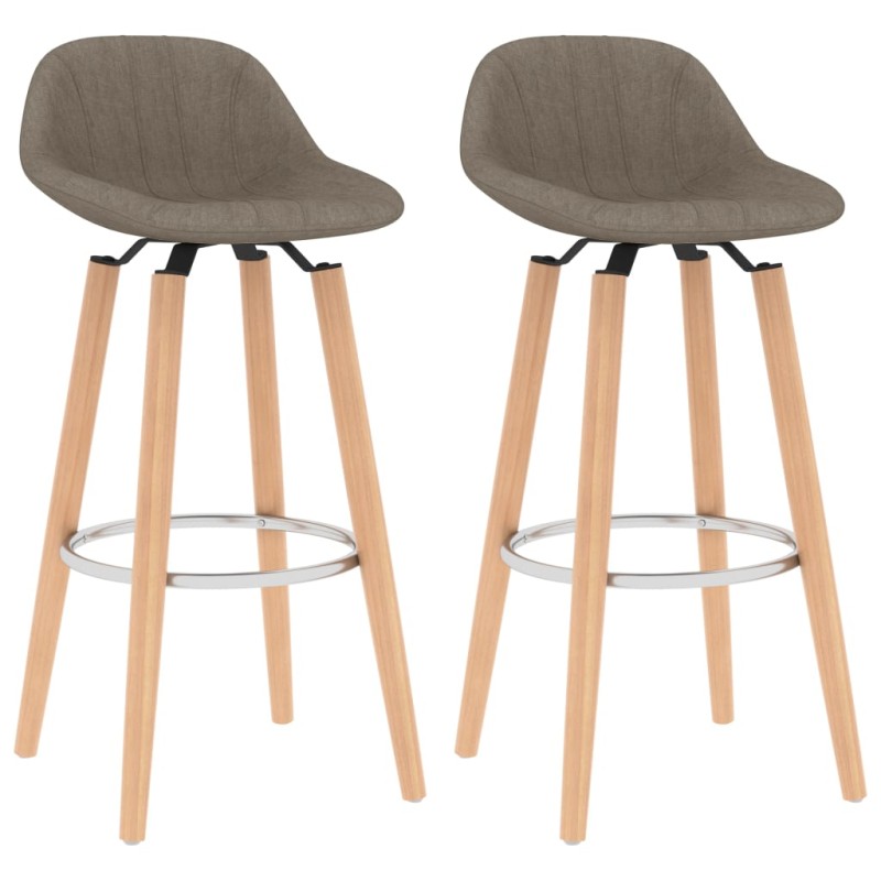 vidaXL Taburetes de cocina 2 unidades tela gris taupe vidaXL Taburetes de cocina 2 unidades tela gris taupe