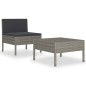 vidaXL Set de muebles de jardín 2 pzas y cojines ratán sintético gris vidaXL Set de muebles de jardín 2 pzas y cojines ratán sintético gris