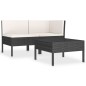 vidaXL Set de muebles de jardín 3 pzas y cojines ratán sintético negro