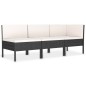 vidaXL Set de muebles de jardín 3 pzas y cojines ratán sintético negro vidaXL Set de muebles de jardín 3 pzas y cojines ratán sintético negro