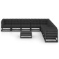 vidaXL Set de muebles de jardín 10 pzas con cojines madera pino negro vidaXL Set de muebles de jardín 10 pzas con cojines madera pino negro