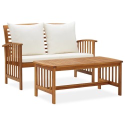 vidaXL Muebles de jardín 2 piezas con cojines madera maciza de acacia 